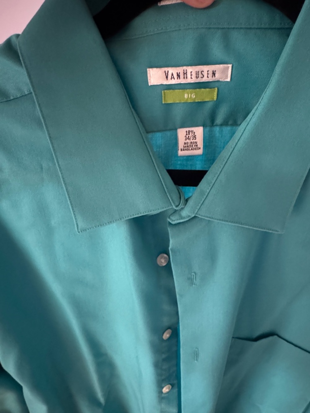 Van Heusen Men's Teal Green Casual Button-Down Shirt